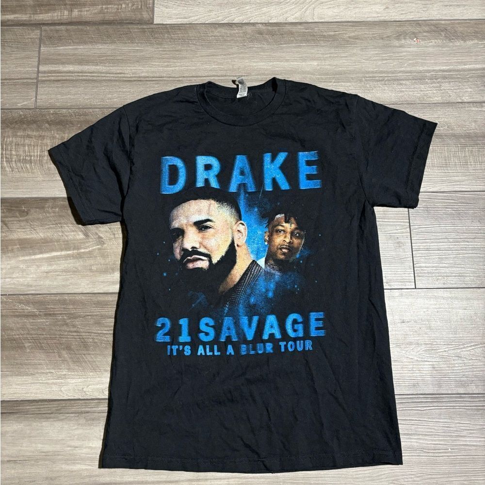 Drake 21 Savage It's All A Blur 2023 Tour Black T-Shirt Size M Rap Hip Hop